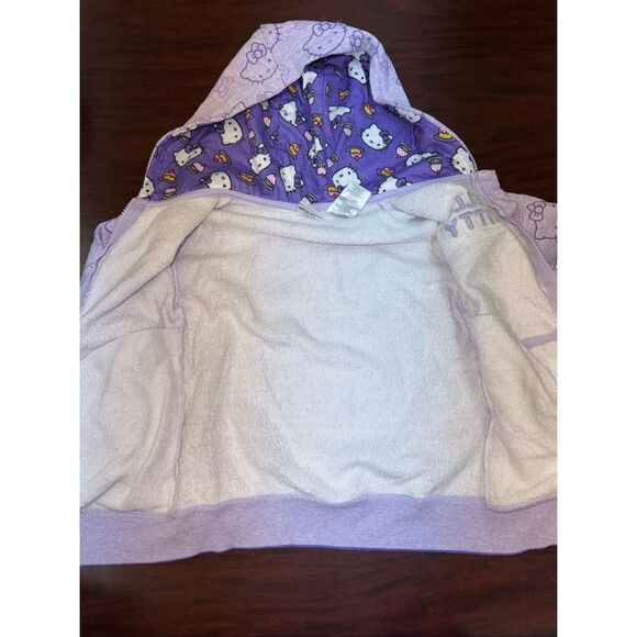 Hello Kitty Purple Zip Up Jacket with Hood Size Girls 7 - Picture 3 of 7